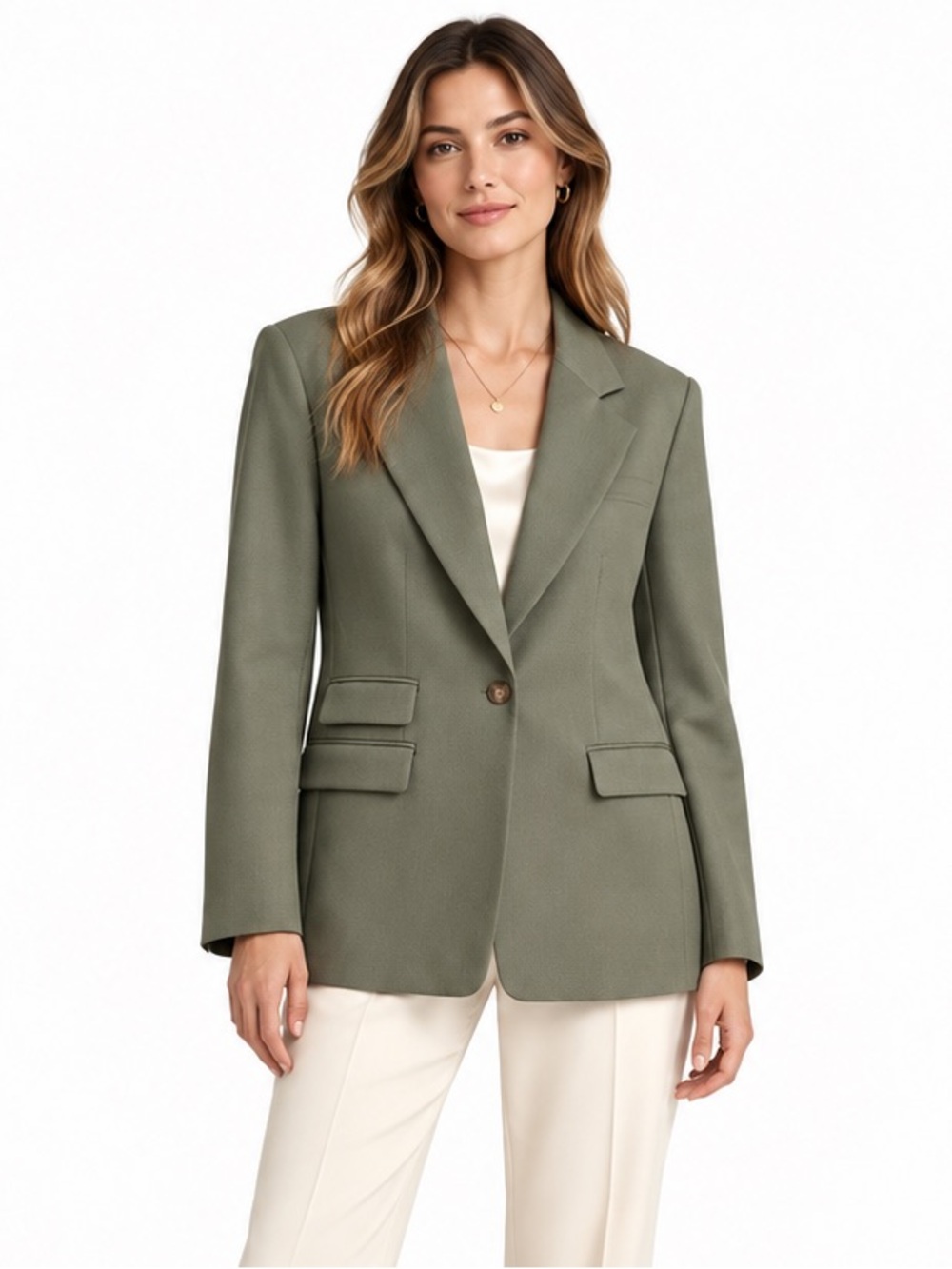 BANANA REPUBLIC Lido Sculpted Italian Wool Blazer Olive Green Size 12 Old Money